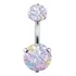 Piercing De Umbigo Prata 2 Pedras Aço Zircônia Multicolorido