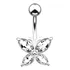 Piercing De Umbigo Prata  Borboleta Zirconia Aço Cirúrgico