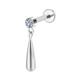 Piercing Helix Labret Titânio Pvd Ponto De Luz Com Pingente
