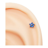 Piercing Helix Tragus Flor Azul Royal