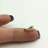 Piercing Meia Argola Cartilagem Zirconia Branca Ouro 18k 750