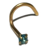 Piercing Nostril Aço Cirúrgico Folhado Ouro Pedra Azul 2mm