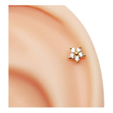 Piercing Orelha Cartilagem Helix Tragus Fl Ouro Mini Flor