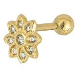 Piercing Orelha Cartilagem Ouro 18k Flor De Lótus