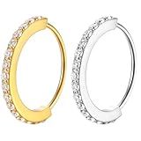 Piercing Orelha Nariz Argola Aço Cirúrgico Pvd Torção 1 Fileira Zircônia Cravejada 0 8x6 8 10 12mm Dourado 6