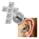 Piercing Orelha Titanio Cruz