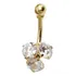 Piercing Ouro 18k Umbigo 3 Pedras Branca 5mm Cada Pie1288