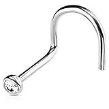 Piercing Prata 925 Nostril Com Ponto De Luz Zircônia 1mm Antialérgico