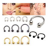 Piercing Septo Ferradura Nariz Cartilagem Preto Prata Ouro