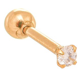 Piercing Tragus Cartilagem Ouro 18k Ponto De Luz
