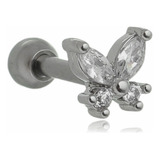 Piercing Tragus Flat Conch Aço Inox C Zircônia Diversos Top