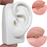Piercing Tragus Helix Cartilagem Cobra Aço Folheado A Ouro