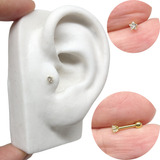 Piercing Tragus Ponto De Luz Estrela 3mm Aço Folheado A Ouro