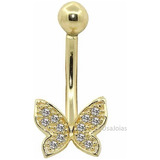 Piercing Umbigo Borboleta Pave