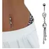 Piercing Umbigo Cascata Haste Aço Com Zircônias E Correntes