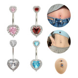 Piercing Umbigo Coracao Cravejado