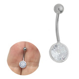 Piercing Umbigo Pedra Redonda Prata 925