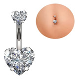 Piercing Zirconia Coracao Umbigo