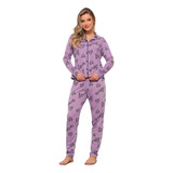Pijama Americano Feminino Com Gola E Botões Amamentação
