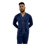 Pijama Americano Masculino Com Botões Manga Comprida E Calça