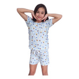 Pijama Baby Doll Feminino Infantil Estampado Shorts E Blusa
