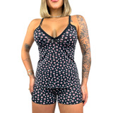 Pijama Baby Doll Feminino Short Dormir Blogueira Estampado