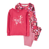 Pijama Bebe Menina o Infantil Manga Longa Carters Kit 4 Pcs