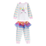 Pijama Bebê Unicórnio Manga Longa Bebê Com Saia