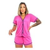 Pijama Blogueira Botoes Feminino