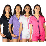 Pijama Blogueira Botões Feminino Linha Conforto Baby Doll