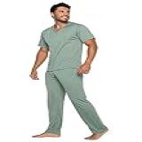 Pijama BRV Comercio Masculino Longo Adulto Manga Curta Calça Meia Estação 035 GG 