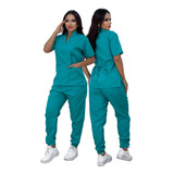 Pijama Cirúrgico Feminino Hospitalar Gola Padre Scrub Oxford