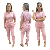 Pijama Cirurgico Hospitalar Rosa Jogger Gabardine