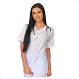 Pijama Cirúrgico Scrub Conj Hospitalar Branco Brim Unissex