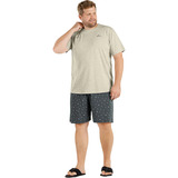 Pijama Cor Com Amor Masculino Plus Estampado Manga Curta