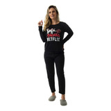 Pijama Coruja Feminino Longo De Inverno Cumprido Fechado