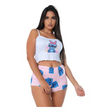 Pijama Cropped Baby Doll Virginia Personagens Adulto