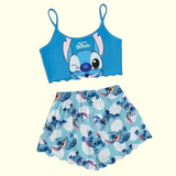 Pijama Curto Adulto Feminino Blusa E Short Doll