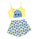 Pijama Curto Adulto Feminino Blusa E Short Doll
