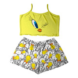 Pijama Curto Feminino Adulto Blusa E Short Doll Personagens