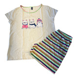 Pijama Curto Feminino Camiseta