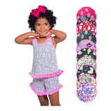 Pijama Curto Juvenil Baby Doll Roupa De Dormir Verão 10 14