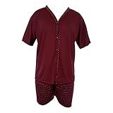 Pijama Curto Plus Size Blusa Botão Bermuda Short Verão Calor G1 Bordô 