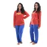 Pijama De Frio Feminino Adulto Inverno Longo  Rosa 