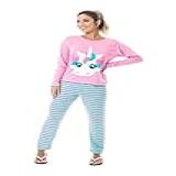 Pijama De Frio Feminino Longo Estampado Personagens Desenhos GG Unicórnio