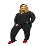 Pijama Extra Plus Size Longo Liganete Botões 56 Preto Poá Branco Pequeno 