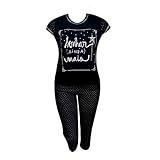 Pijama Feminino Adulto Calça Comprida Blusa Manga Curta Preto M 