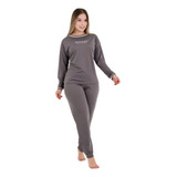Pijama Feminino Adulto Inverno Manga Longa Calça Comprida