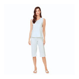 Pijama Feminino Adulto Verão Modelo Pescador Malha Algodão