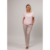 Pijama Feminino Algodão Blusa Mg Curta Xadrez Rosa Coelhos